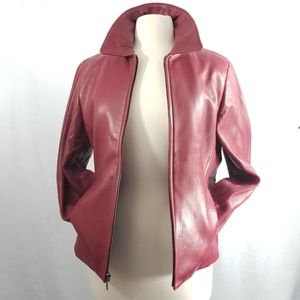 [SOLD]  EDDIE BAUER Dark Red Leather Jacket  Sz S